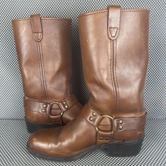 Double H Harness Boots Womens 11.5 Brown Leather Biker Motorcycle Western - Picture 4 of 15